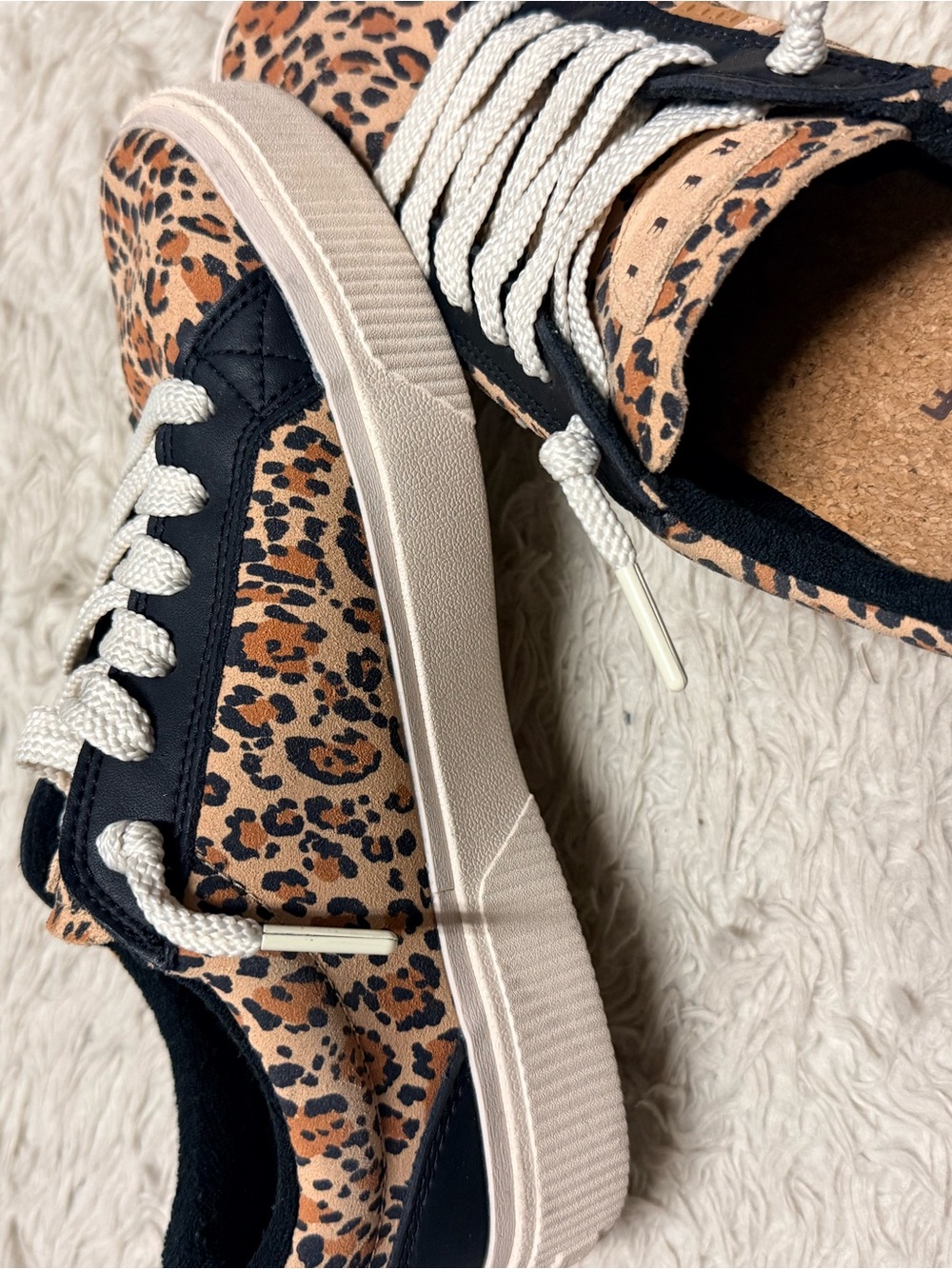 Leopard Print Women's Lace-Up Sneakers in Tan and Black
